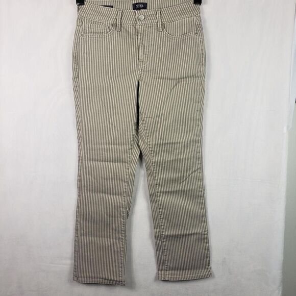 NYDJ Ellison Tall Jeans Womens 6T Beige Lodge Stripe High Rise Straight Ankle - Picture 2 of 16